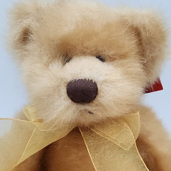 Russ Berrie Pennington Brown Bear Plush 12" Sits Up Gold Bow Tag Attached #2818 - Picture 4 of 9